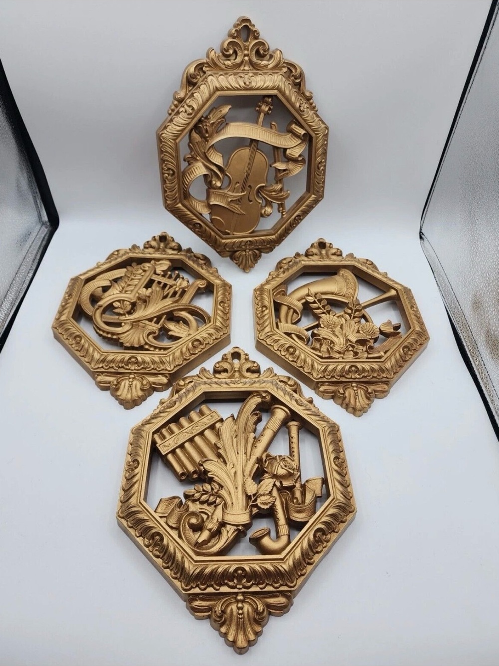Vintage Homco Gold Wall Decor Musical Wall Plaques - Set of 4